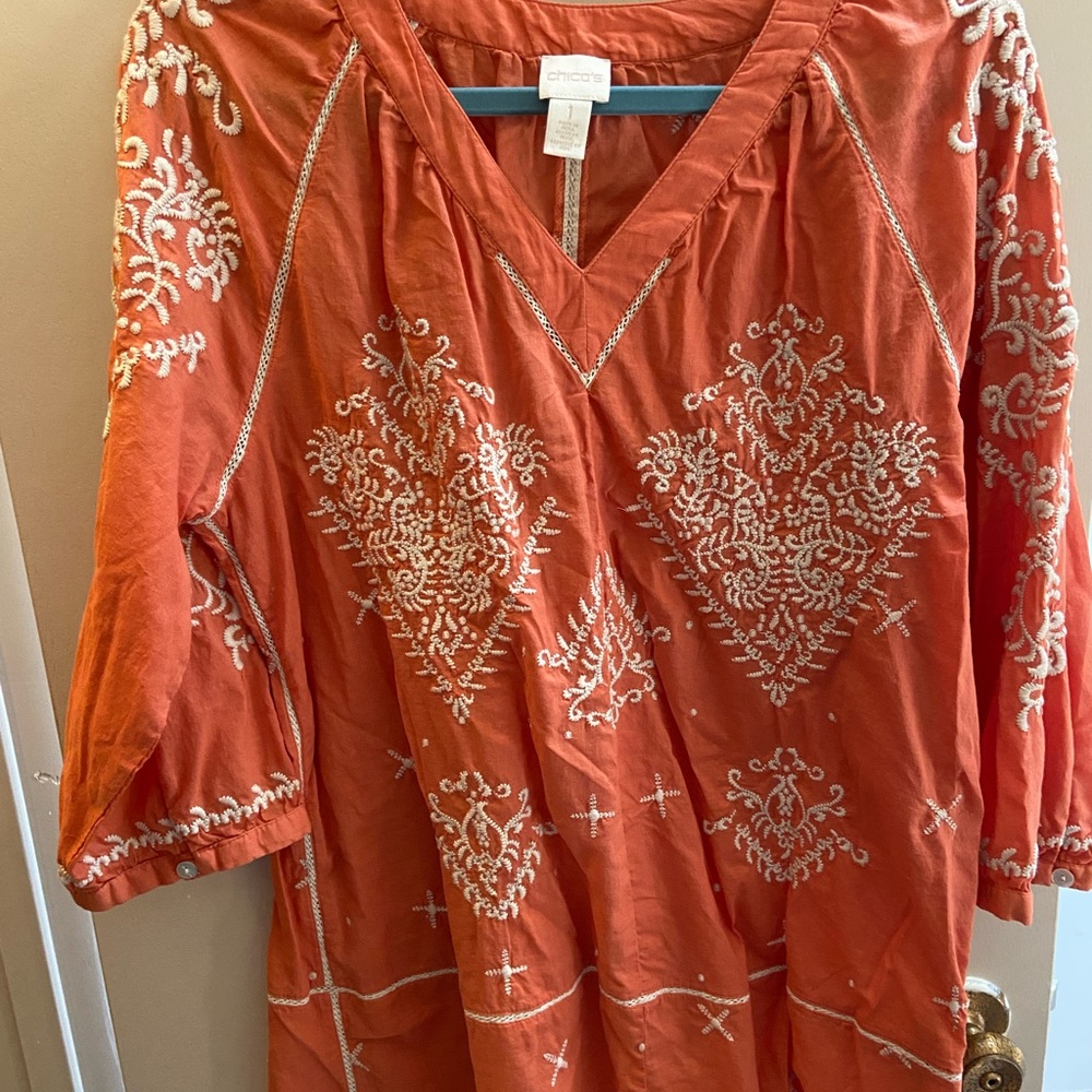Embroidered Chico’s Cotton tunic